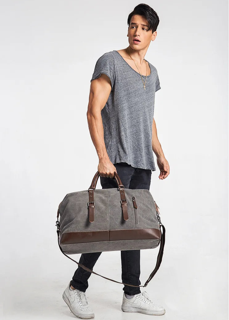 Men PU Leather Outdoor Luggage  Bag Large Capacity Shoulder Equestrian bag . Ghoddosh