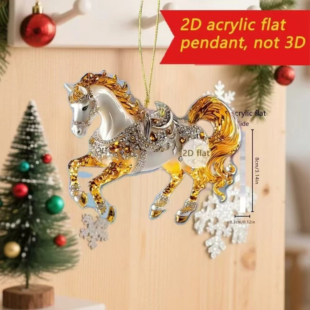 2D Acrylic Horse Christmas Pendant / Magical Horse  Tree Ornament @ghoddosh.com