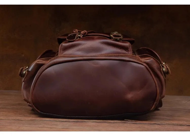Vintage Horse Genuine Leather Backpack for Men, Large Capacity Travel Daypack, Fits 15-inch Laptop @ ghoddosh.com