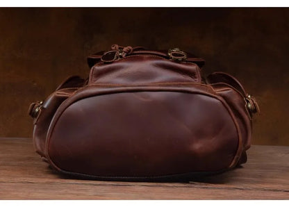 Vintage Horse Genuine Leather Backpack for Men, Large Capacity Travel Daypack, Fits 15-inch Laptop @ ghoddosh.com