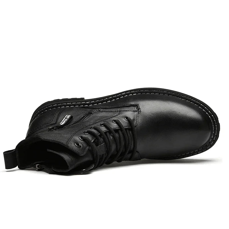 Luxury Men's Winter Boots - Warm Fur Lined Leather Ankle Boots , Waterproof Casual Snow Shoes @ ghoddosh.com
