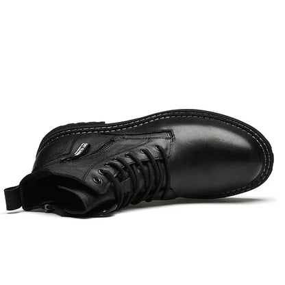 Luxury Men's Winter Boots - Warm Fur Lined Leather Ankle Boots , Waterproof Casual Snow Shoes @ ghoddosh.com