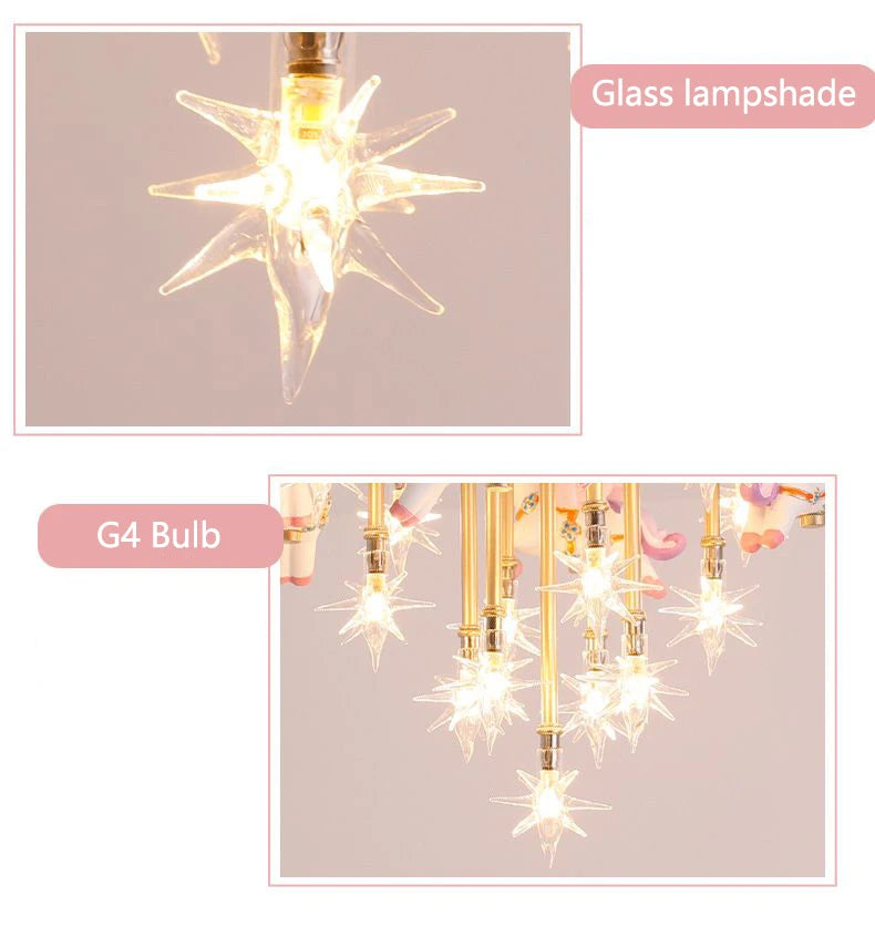 36W Cute Resin Horse Kids Ceiling Lamp - Pink/Blue LED Princess Bedroom Light for Children  @ ghoddosh.com