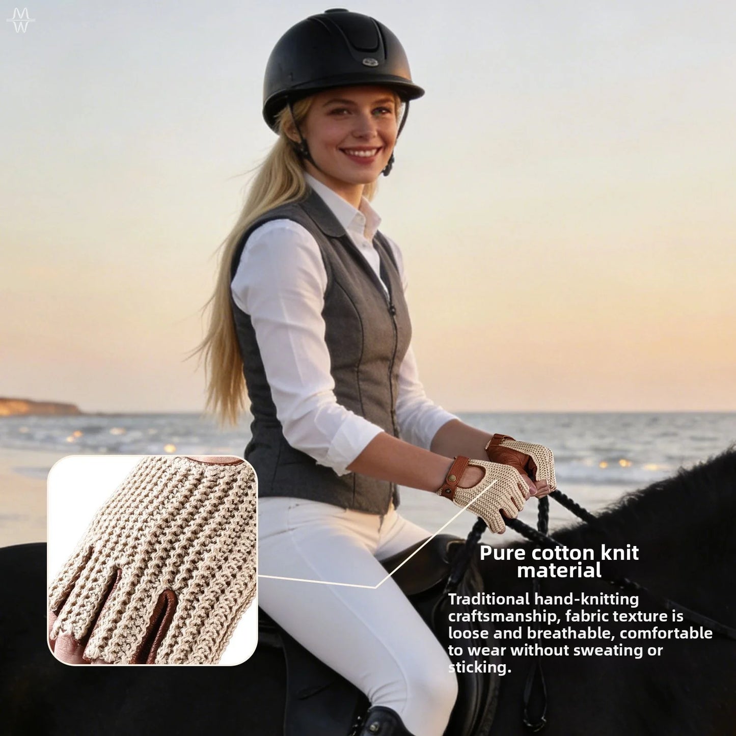 Half Finger Goatskin Riding Gloves | Breathable Anti-Slip Equestrian Mitts for Men & Women @ ghoddosh.com