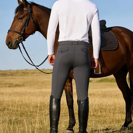 Men’s Silicone Knee Patch Riding Breeches – Breathable, Quick-Dry Equestrian Pants @ ghoddosh.com