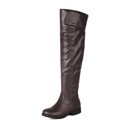 Ladies Thigh high Round Toe Boots , Thick Heels Knee High Bota @ ghoddosh.com