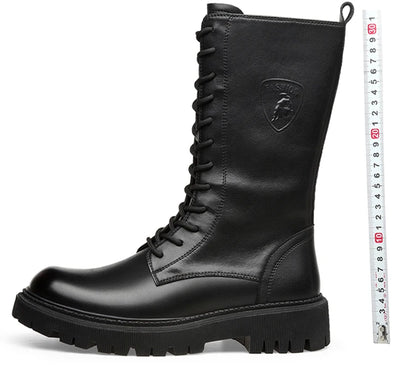 Men's Riding Winter Boots , Genuine Leather Lace Up Extra Long Mongolian High  Knight Ankle Boots@ghoddosh.com