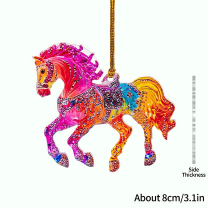 2D Acrylic Horse  Hanging Christmas Tree Ornaments - Ghoddosh.com