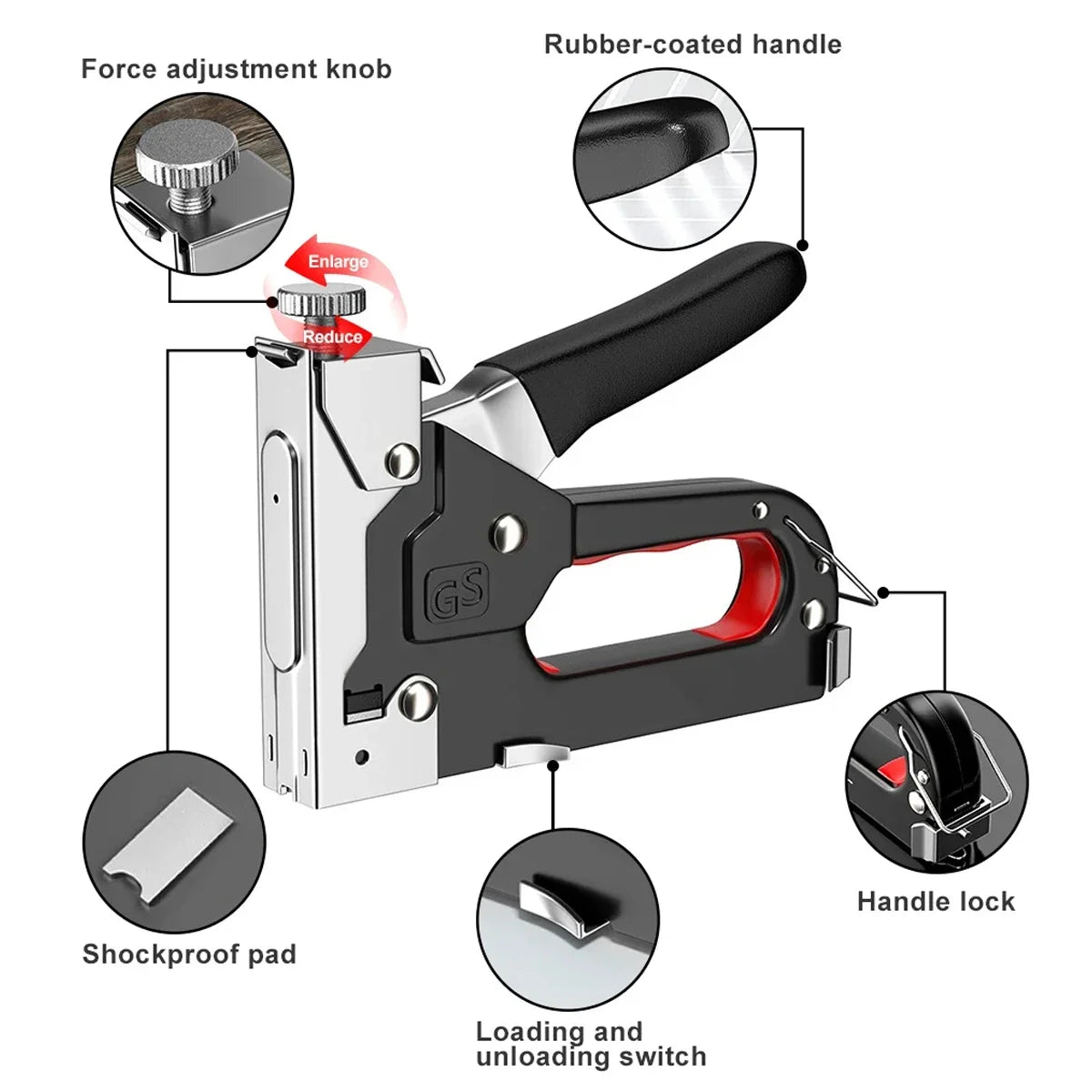 Heavy Duty 4-in-1 Staple Gun for Upholstery, DIY & Carpentry – Manual Nail Gun with 800 Staples @ ghoddosh.com