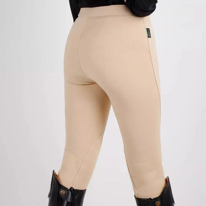 Winter Knitted Half-Leather Equestrian Breeches with Single Zipper @ ghoddosh.com