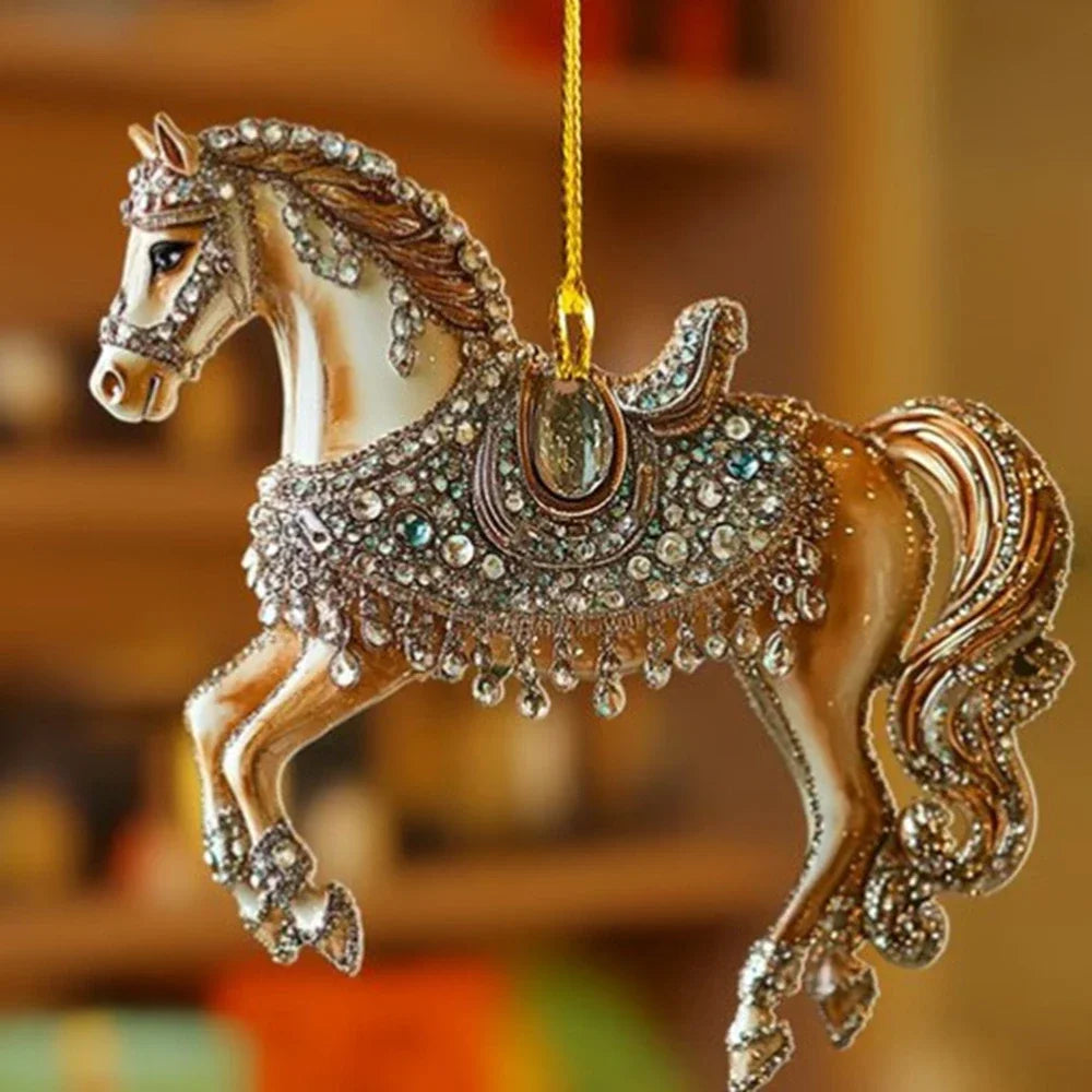 2D Acrylic Horse Christmas Pendant / Magical Horse  Tree Ornament @ghoddosh.com