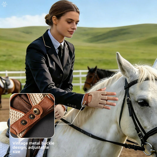 Half Finger Goatskin Riding Gloves | Breathable Anti-Slip Equestrian Mitts for Men & Women @ ghoddosh.com