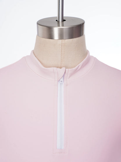 Girls Equestrian Quarter-Zip  Shirt | Kids Ruffled Sleeve Quick-Dry Horse Riding Top @ ghoddosh.com