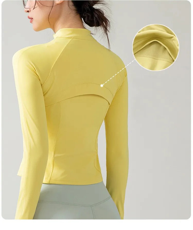 Full Zipper Sports  Women's Shirt -  Slim Long Sleeve  Exercise Sweatshirt @ ghoddosh.com