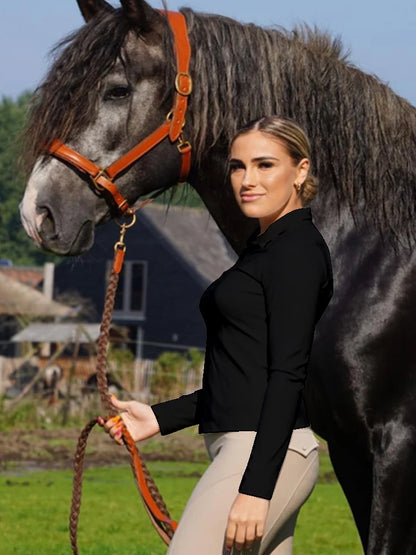 Burgundy Horse Riding T-Shirt / Women Soft Equestrian Long Sleeve Tops / Available in colors - Ghoddosh.com