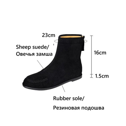 2026 NEW Autumn Women Suede Leather Boots - Round Toe , Low Heel  , Slip-on Chelsea Boots - ghoddosh.com