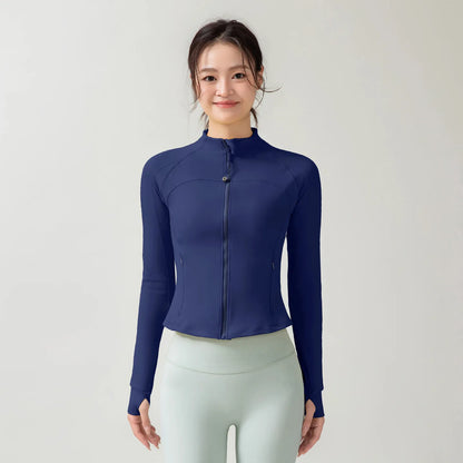 Full Zipper Sports  Women's Shirt -  Slim Long Sleeve  Exercise Sweatshirt @ ghoddosh.com