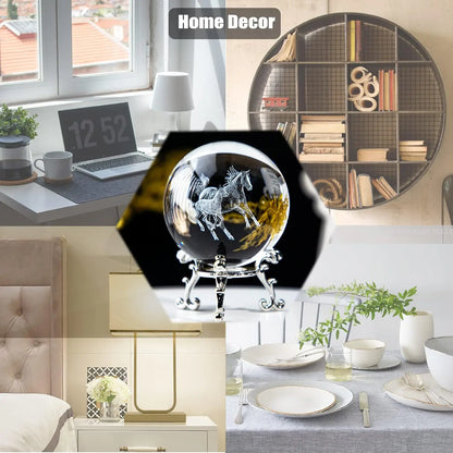 3D Horse Crystal Glass Ball Crystal  / Light weight  Horse  Glass Sphere @ ghoddosh.com