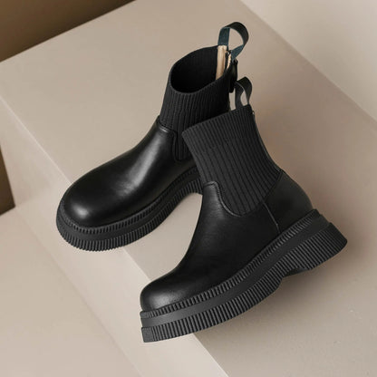 Casual Round-Toe Slip-On Ankle Boots - Ghoddosh