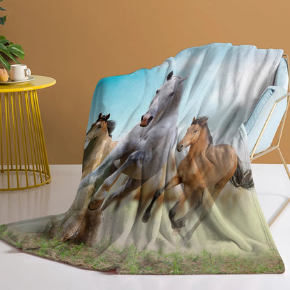 Cozy Premium Double-Layer Kids Running Horses printed Blanket