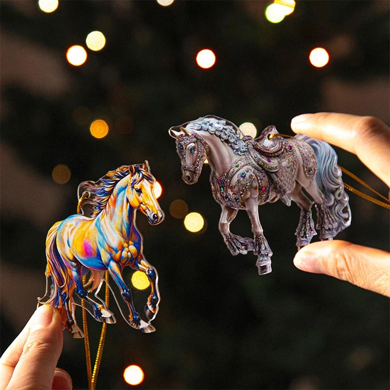 2D Acrylic Horse  Hanging Christmas Tree Ornaments - Ghoddosh.com