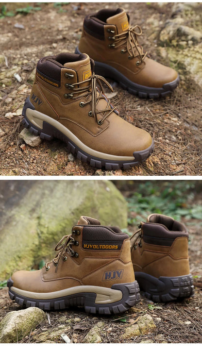 Top Leather Men's  Breathable  Boots , Outdoor Men Non-slip  Ankle Boots - Ghoddosh