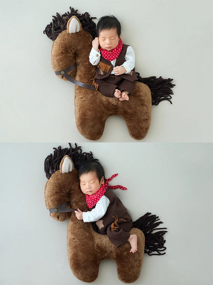 Child sleeping on a plush horse toy  @ ghoddosh.com