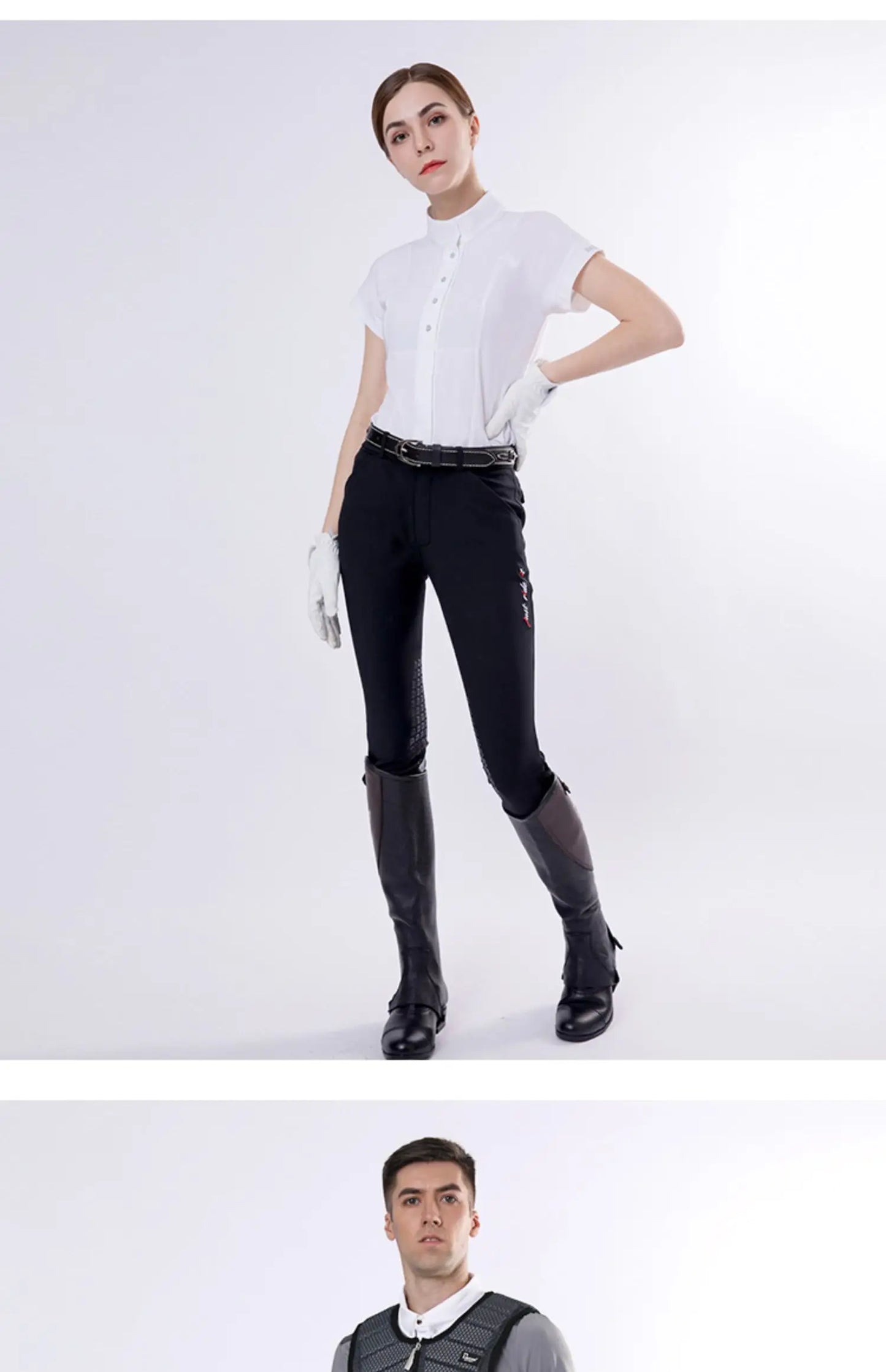High Quality Half Chaps Full Soft Cow Leather Splicing Horse Riding leg  Protector For Unisex