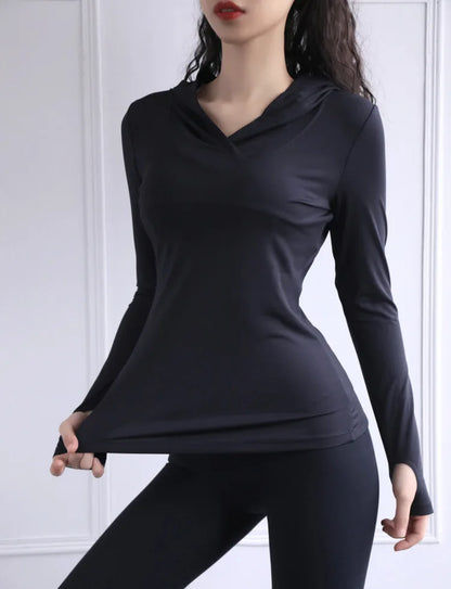 Women's Back Fork Mesh Breathable ,Long Sleeve ,Thumb Hole Sports  Hoodie @ ghoddosh.com