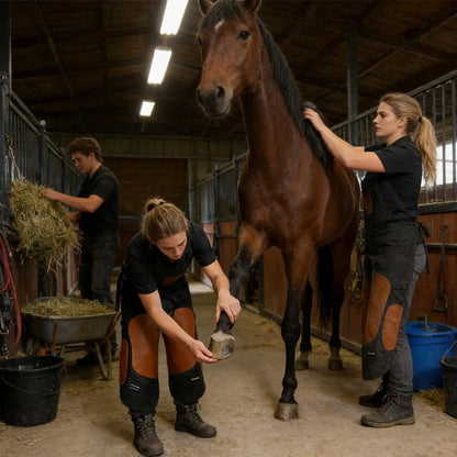 Farrier Apron Pants for Men Heavy Duty Protective Gear with Knee Braces & Adjustable Shoulder Straps  Artificial Leather Equine Care Chaps @ ghoddosh.com