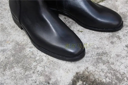 Aoud Full-Leather Equestrian Boots – Unisex Dressage Zip-Up Riding Boots

