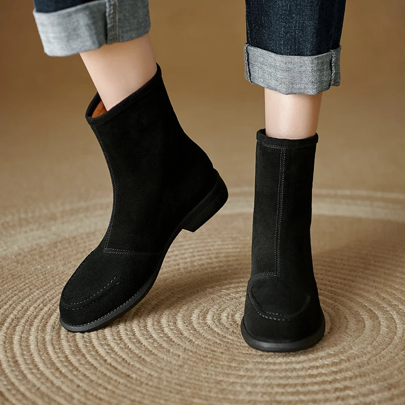 2026  Suede Women  Flat Heels Ankle Boots - ghoddosh.com