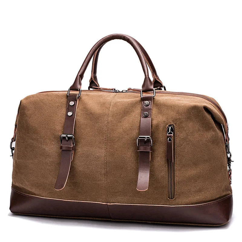 Men PU Leather Outdoor Luggage  Bag Large Capacity Shoulder Equestrian bag . Ghoddosh