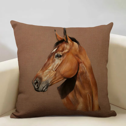  Horse Customized Cushion Cover  45x45cm Linen Pillow Case - Ghoddosh