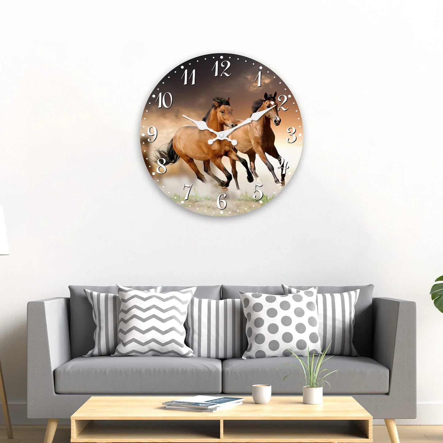 Personalized  Horse Element Wooden Wall Clock