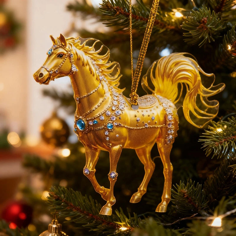 2D Acrylic Horse  Hanging Christmas Tree Ornaments - Ghoddosh.com