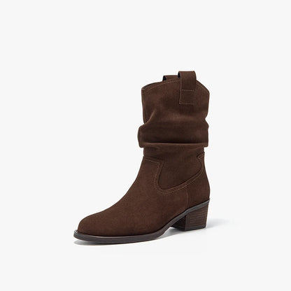 Classy Elegant  Women Suede Ankle Boots - Pointed Toe  Ladies  Handmade Half Boots - ghoddosh.com