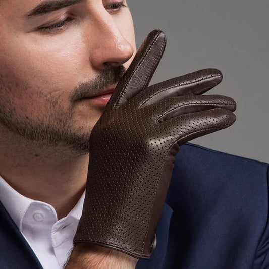 Genuine Leather Men Gloves / Breathable ,thin ,silk lining and Touchscreen Friendly @ghoddos.com