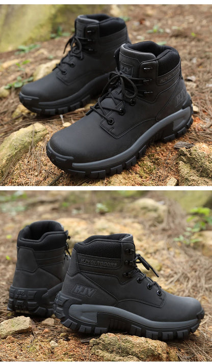 Top Leather Men's  Breathable  Boots , Outdoor Men Non-slip  Ankle Boots - Ghoddosh
