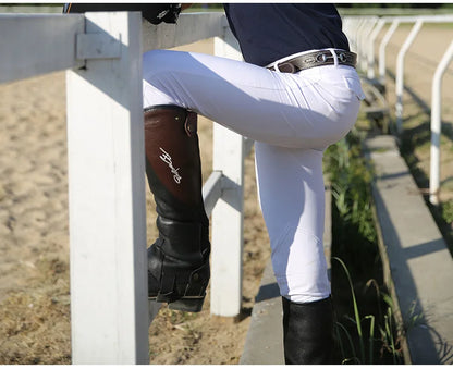 High Quality Half Chaps Full Soft Cow Leather Splicing Horse Riding leg  Protector For Unisex