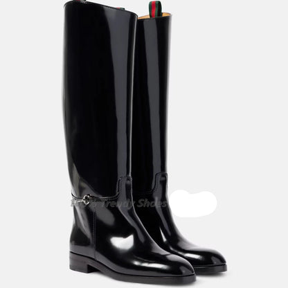 New Thick Heel Round High class British Style  Long Knight Boots