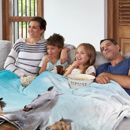 Cozy Premium Double-Layer Kids Running Horses printed Blanket