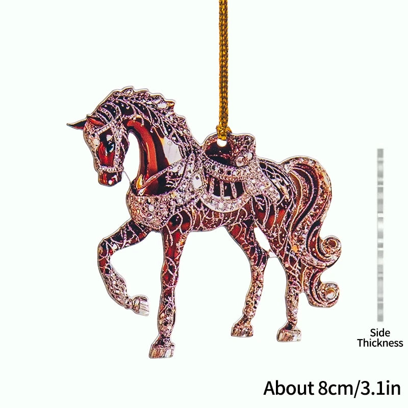 2D Acrylic Horse  Hanging Christmas Tree Ornaments - Ghoddosh.com