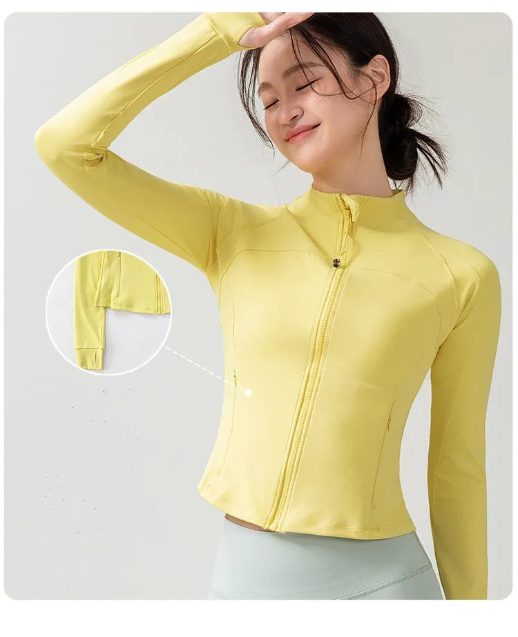 Full Zipper Sports  Women's Shirt -  Slim Long Sleeve  Exercise Sweatshirt @ ghoddosh.com