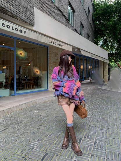 Cowhide Leather Knee-High Riding Boots — Women’s Warm Winter Heels with Belt Buckle - Ghoddosh