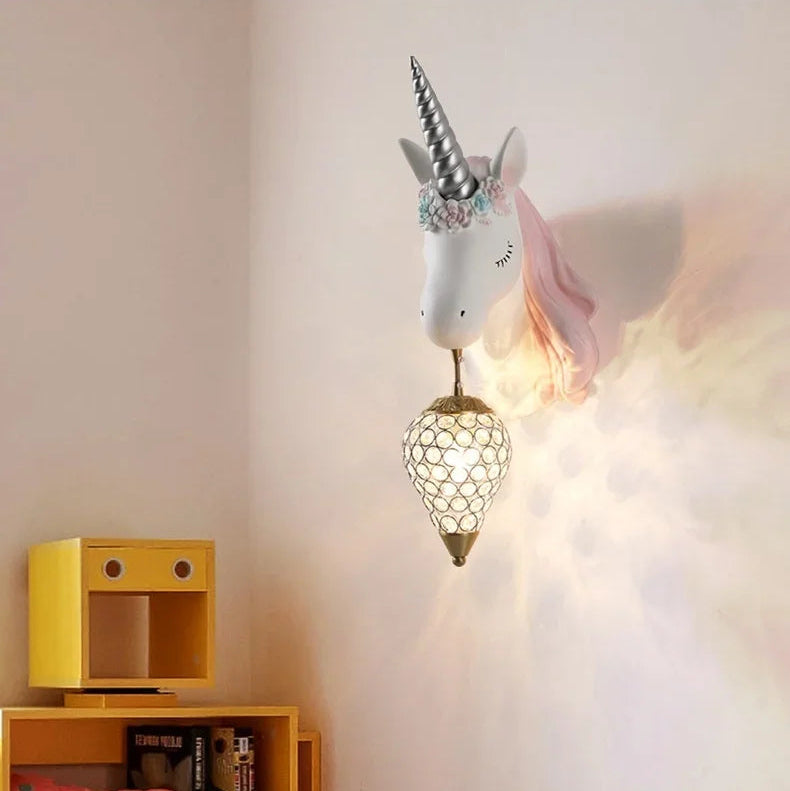 Modern Unicorn Wall Mounted Light – Creative Children's Bedroom Décor & Bedside Reading Sconce @ ghoddosh.com