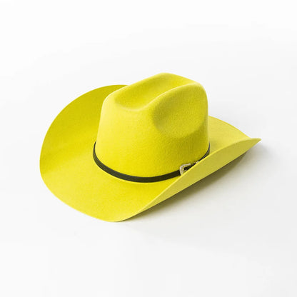 Unisex 100% Wool Cowboy Fedora Hat – Wide Brim Rolled Edge with Belt Buckle @ ghoddosh.com