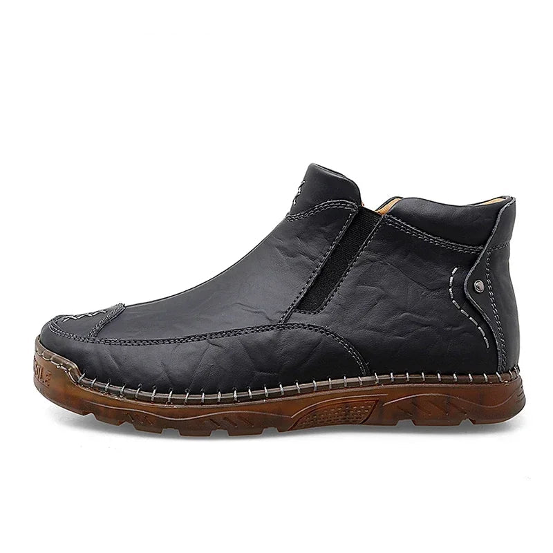British Style  Comfortable Leather Ankle Boots For Him @ghoddosh.com