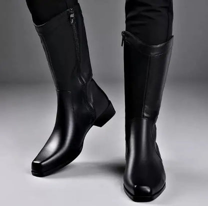 Men's Genuine Leather High Boots – Winter Plush Lining Riding Boots @ ghoddosh.com
