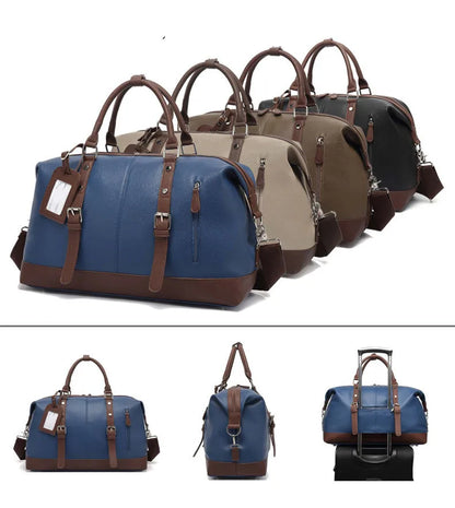 Men PU Leather Outdoor Luggage  Bag Large Capacity Shoulder Equestrian bag . Ghoddosh